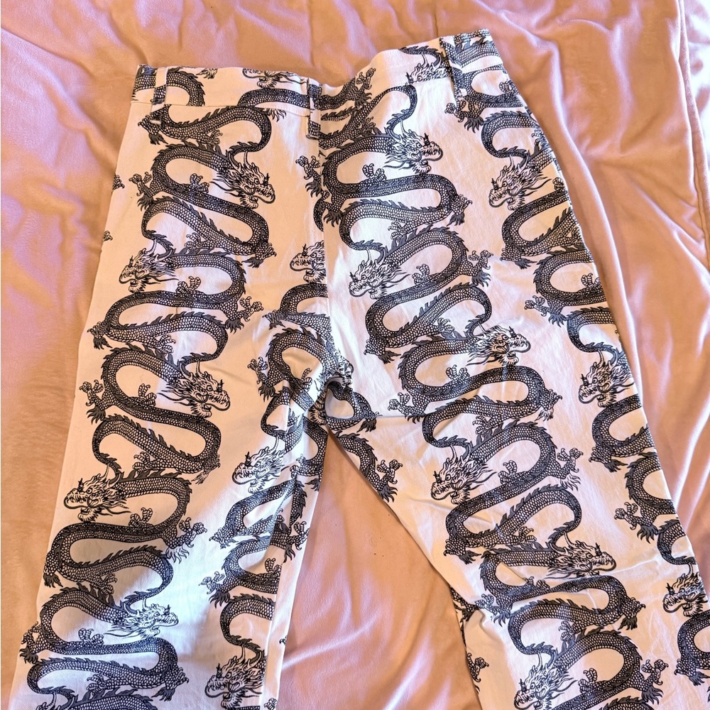 Motel White and Black Dragon Print Pants